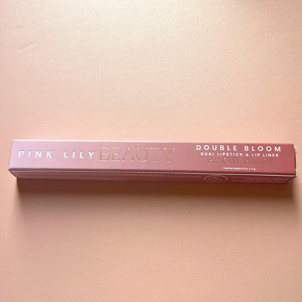 PINK LILY BEAUTY DOUBLE BLOOM DUAL LIPSTICK AND LIP LINER - PEACHY PLEASE